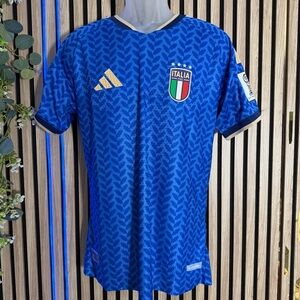 🇮🇹 ITALY Team Soccer T-shirt Jersey Gold Blue version player - Camiseta ITALIA